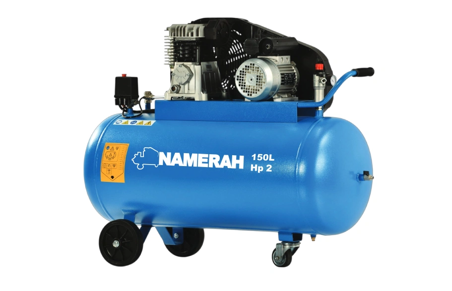 2 HP Piston Air Compressor 150 L — ABAC A29B, 10 Bar — Single-phase belt-driven piston air compressor — ABAC A29B pump, 150 L tank, 10 bar. | Industrial air compressor supplied in Saudi Arabia by Namerah